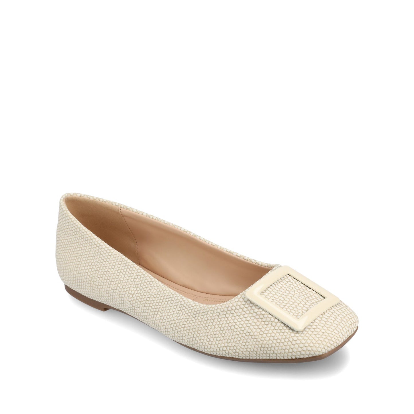 Journee ZIMIA SQUARE TOE FLATS IN VEGAN LEATHER - Bone Lizard