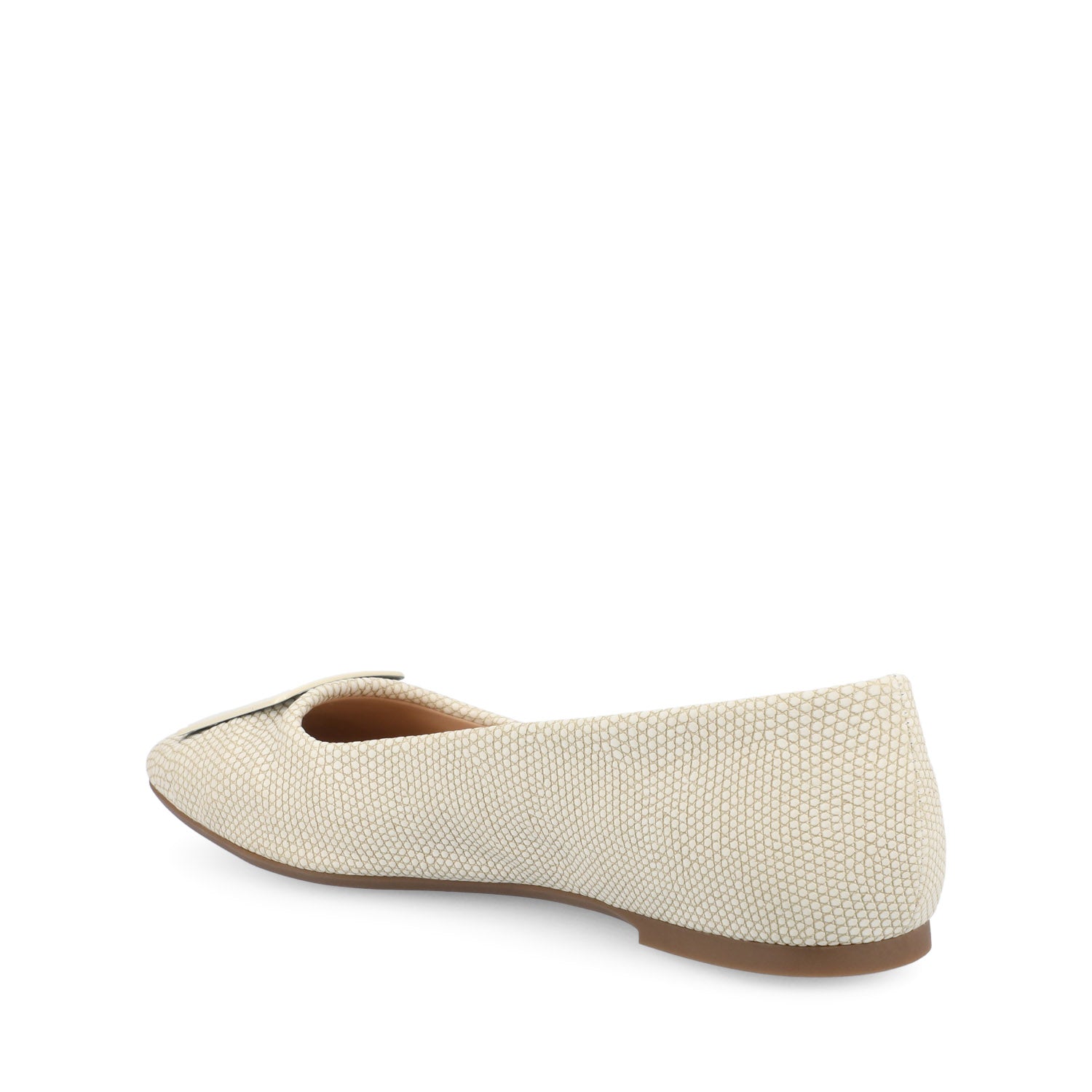 Journee ZIMIA SQUARE TOE FLATS IN VEGAN LEATHER - Bone Lizard