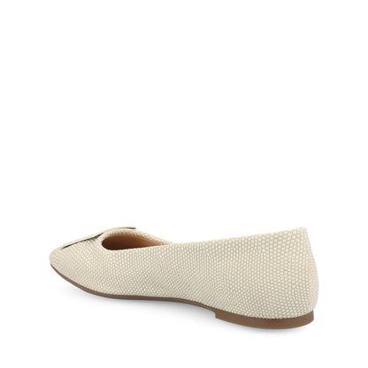 Journee ZIMIA SQUARE TOE FLATS IN VEGAN LEATHER - Bone Lizard