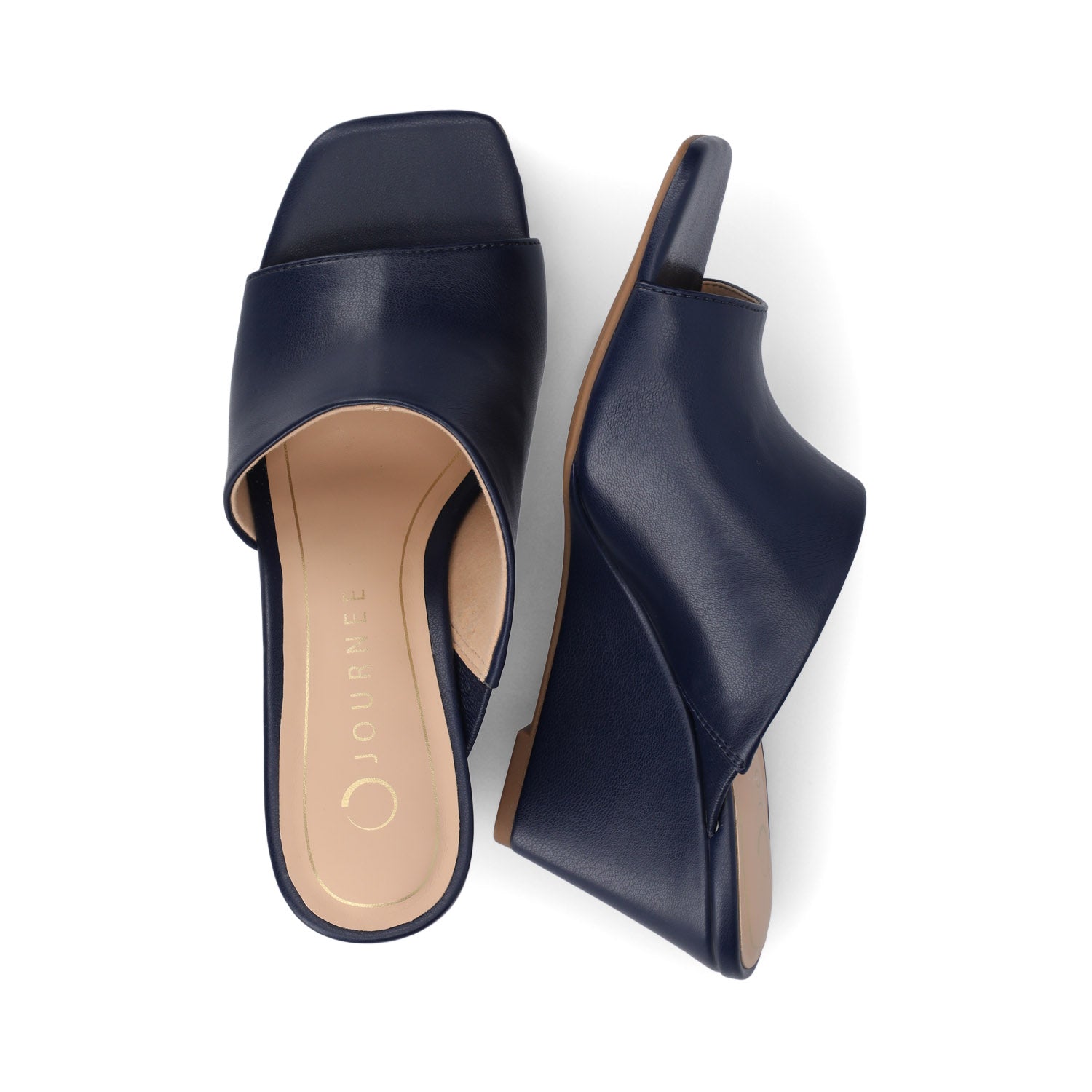 Journee CLEMENTINE WEDGE SANDALS - Navy Nubuck