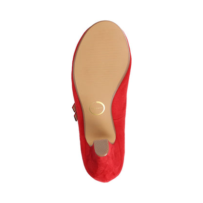 Journee WINDY MARY JANE PUMP HEELS IN STATEMENT - Red Suede