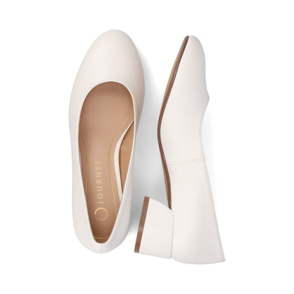 Journee SAAR II BLOCK HEEL PUMPS IN VEGAN LEATHER - White PU