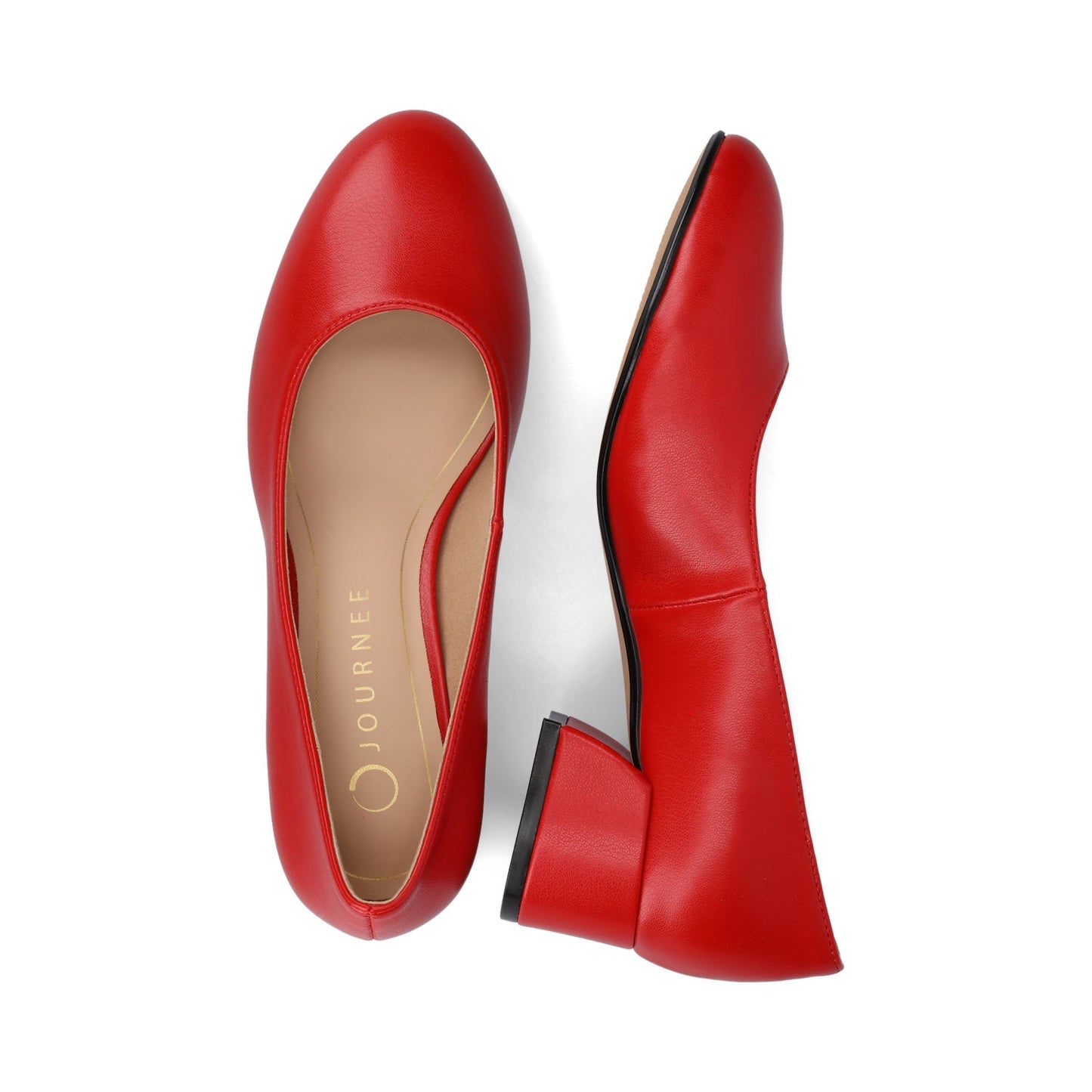 Journee SAAR II BLOCK HEEL PUMPS IN VEGAN LEATHER - Red PU