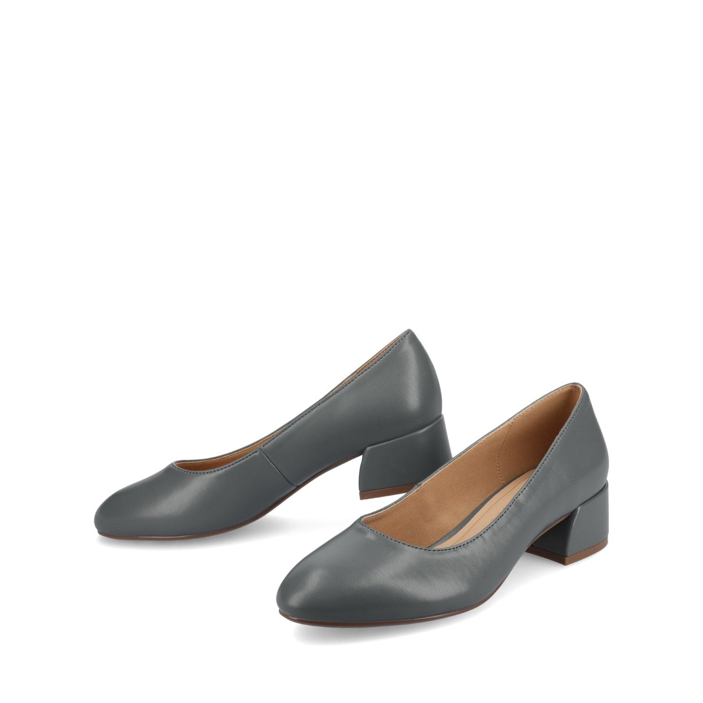 Journee SAAR II BLOCK HEEL PUMPS IN VEGAN LEATHER - Slate PU