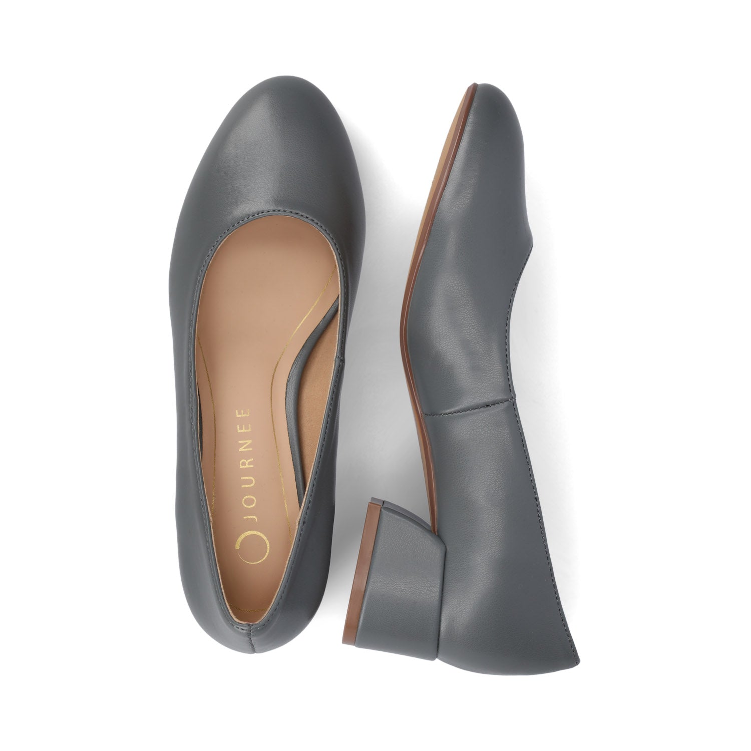 Journee SAAR II BLOCK HEEL PUMPS IN VEGAN LEATHER - Slate PU