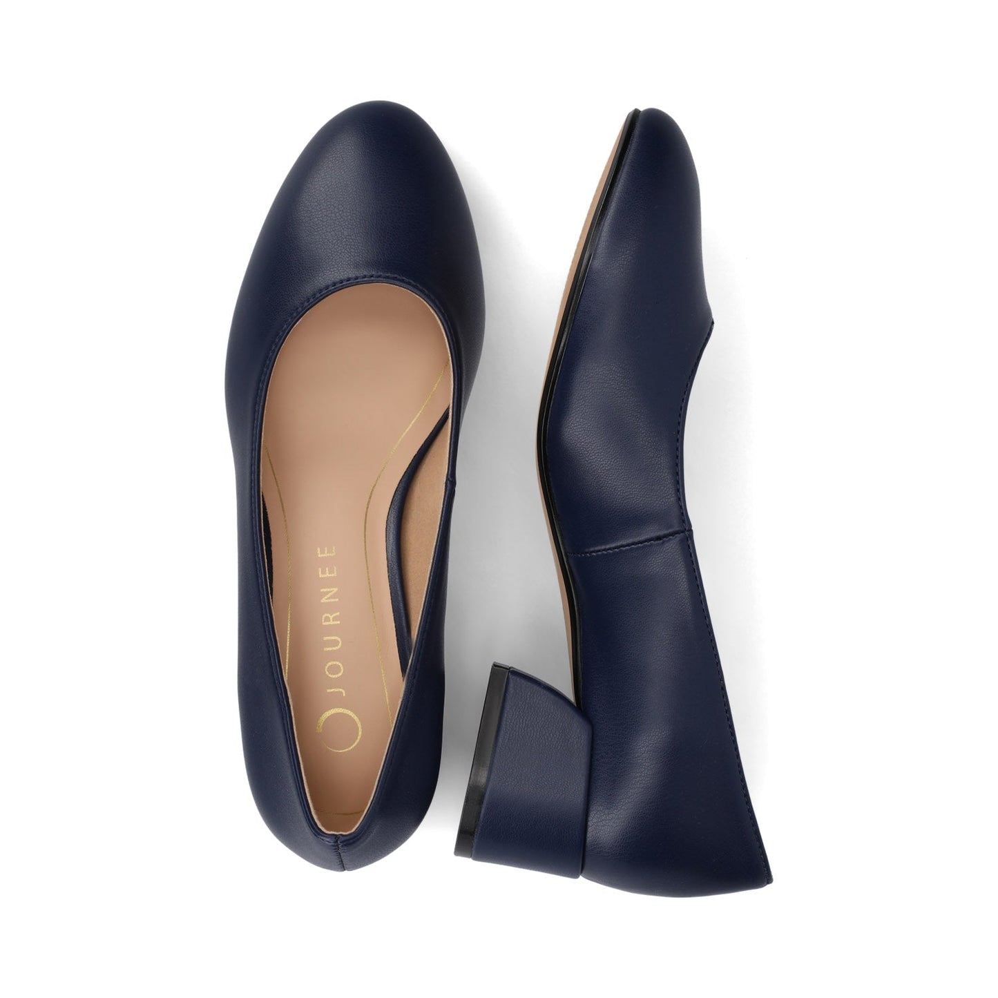 Journee SAAR II BLOCK HEEL PUMPS IN VEGAN LEATHER - Navy PU