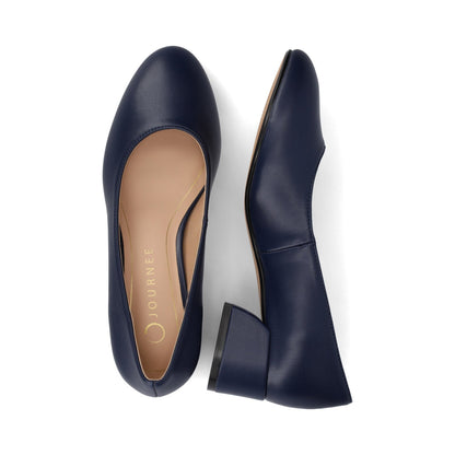 Journee SAAR II BLOCK HEEL PUMPS IN VEGAN LEATHER - Navy PU