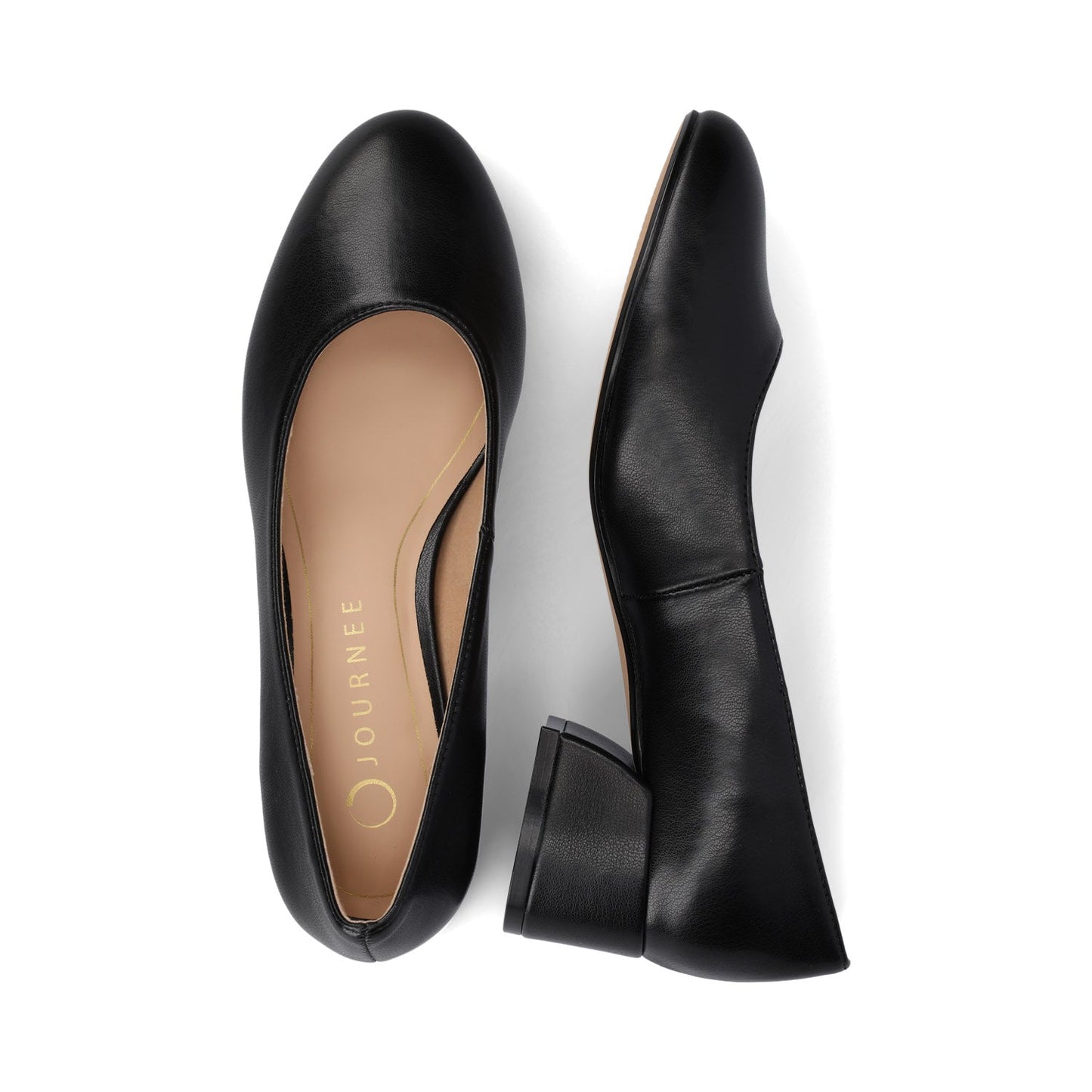 Journee SAAR II BLOCK HEEL PUMPS IN VEGAN LEATHER - Black PU