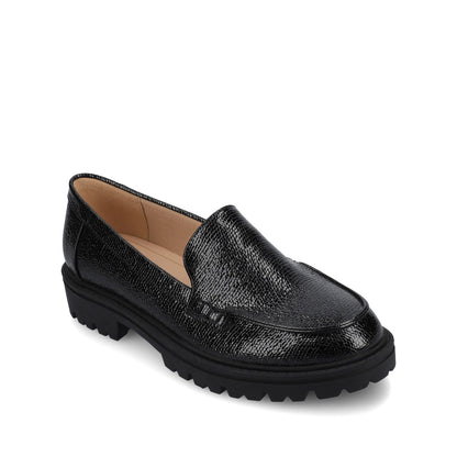 Journee ERIKA SLIP ON LOAFER - Black Lizard