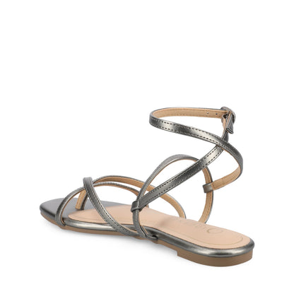 Journee SERISSA CRISSCROSS SANDAL IN VEGAN LEATHER - Pewter