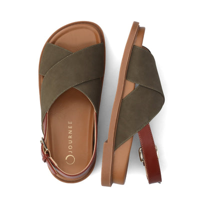 Journee MARINNA FLAT SANDALS - Olive
