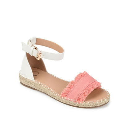 Journee TRISTEEN ESPADRILLE SANDALS IN FABRIC - Coral