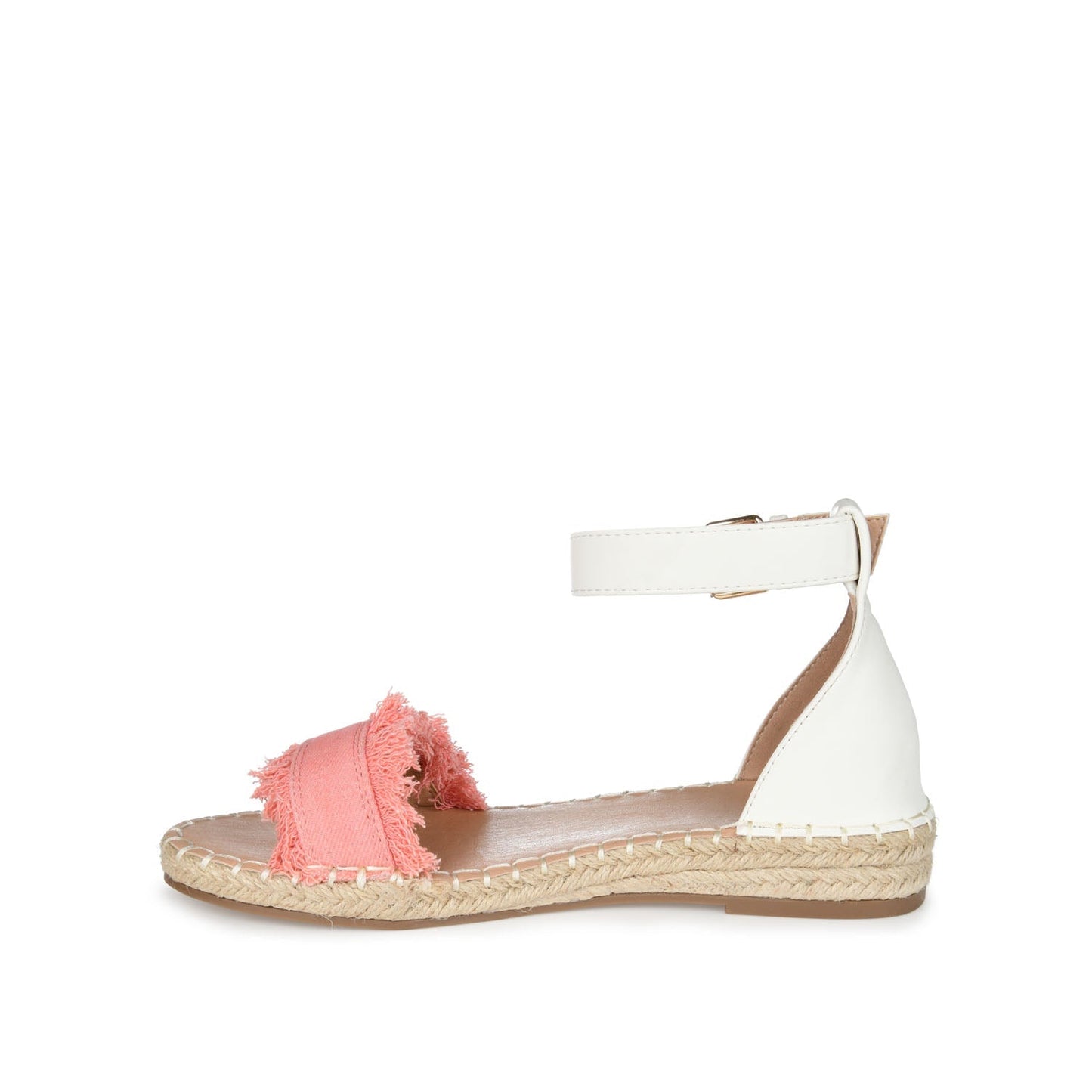 Journee TRISTEEN ESPADRILLE SANDALS IN FABRIC - Coral