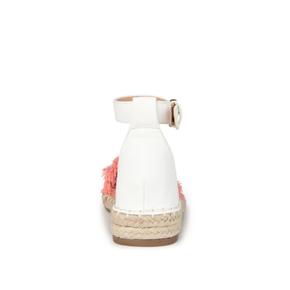Journee TRISTEEN ESPADRILLE SANDALS IN FABRIC - Coral