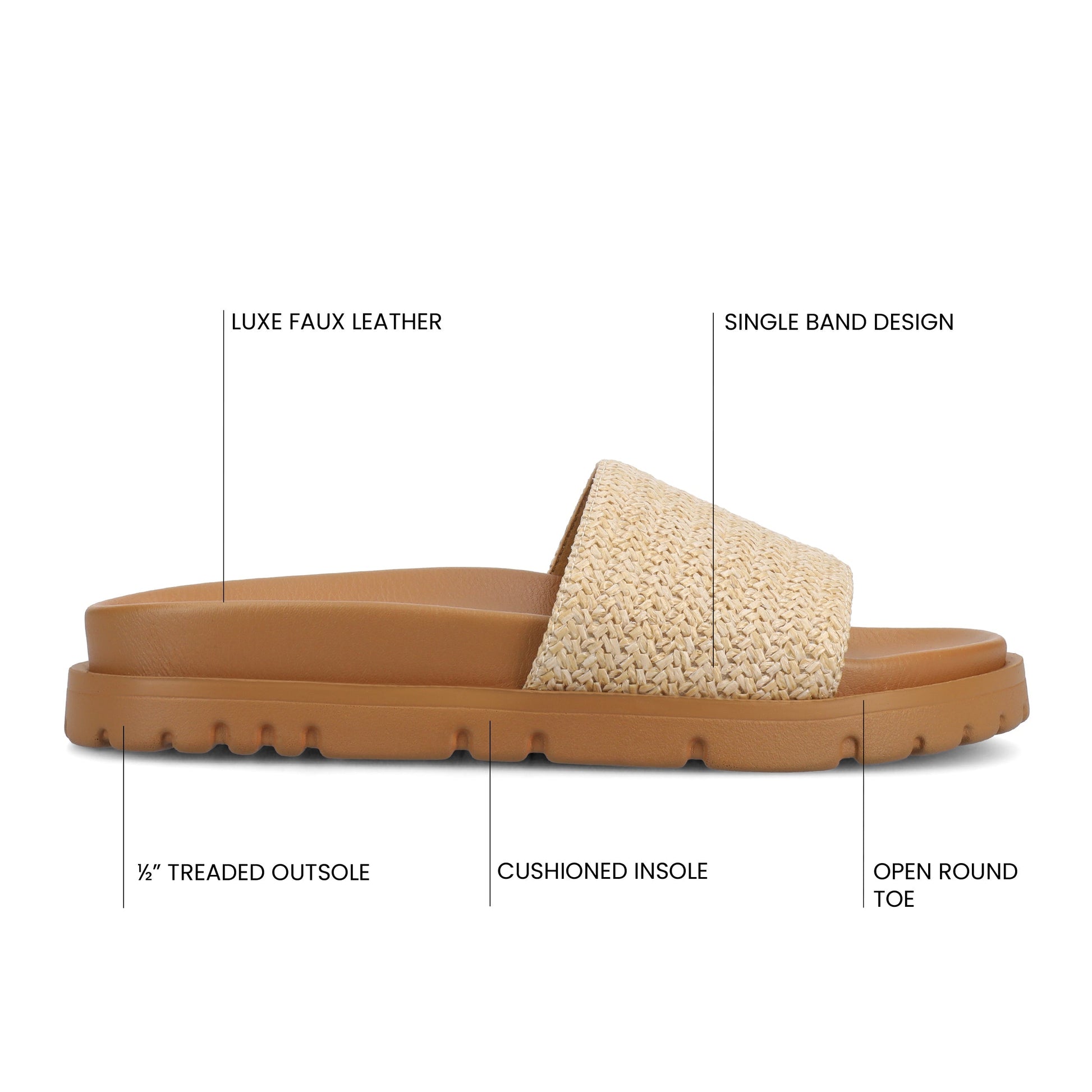 Journee STARR SLIP ON SPORT SANDALS - Natural
