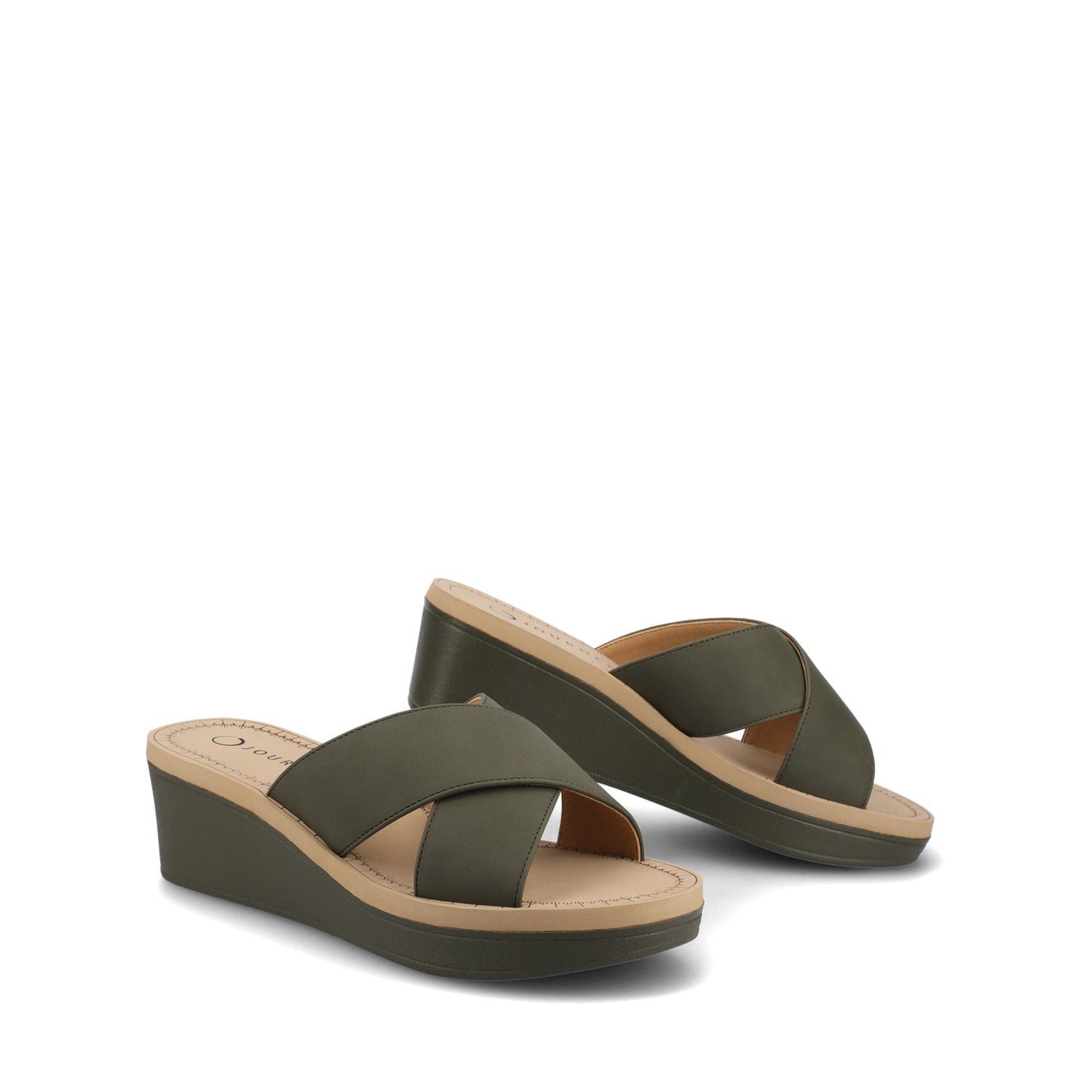 Journee Biara Platform Wedge Sandals - Olive