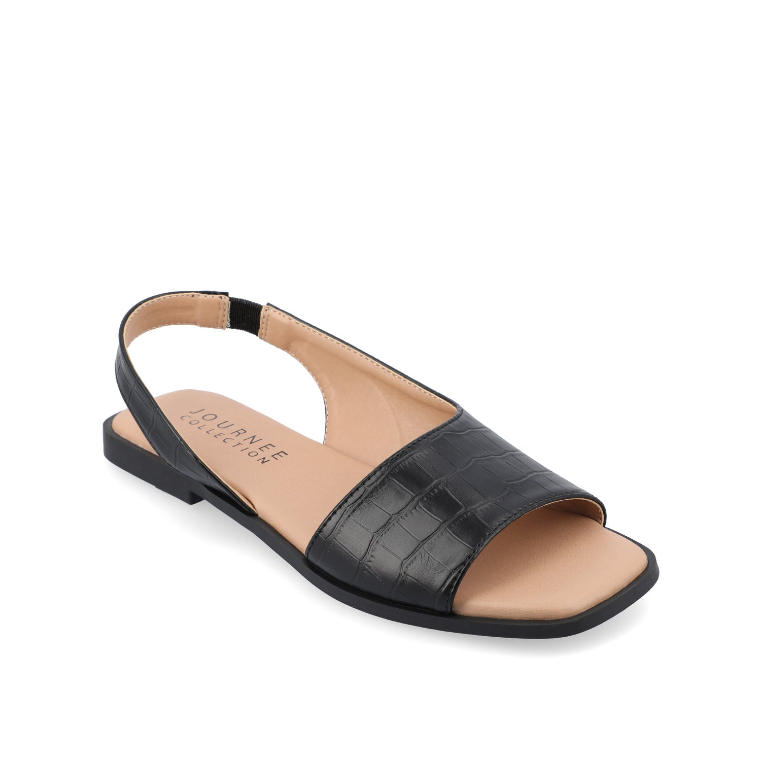 Journee BRINSLEY CUTOUT SANDALS IN CROCO - Black Croco