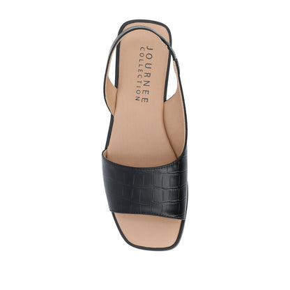 Journee BRINSLEY CUTOUT SANDALS IN CROCO - Black Croco