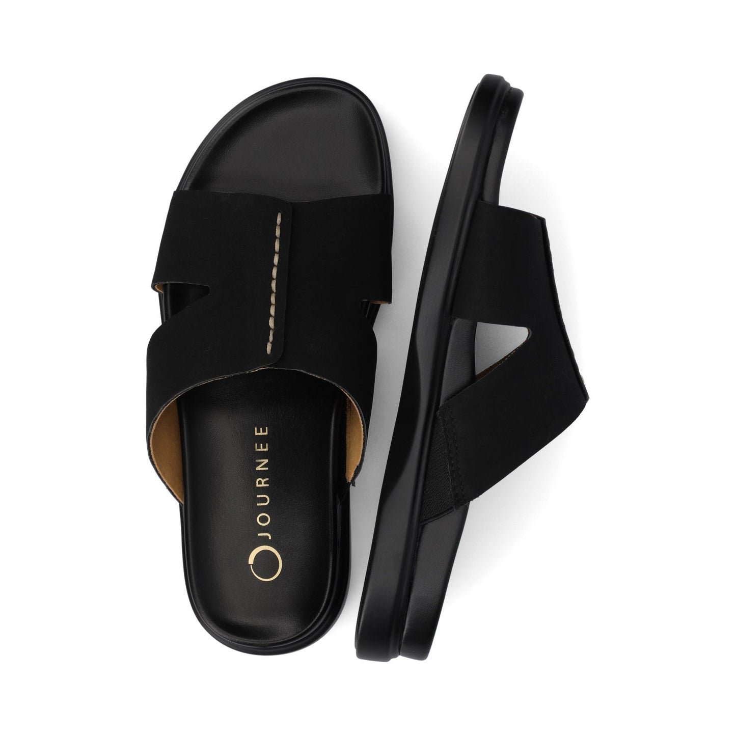 Journee MISEY SINGLE BAND SLIP ON SANDALS - Black