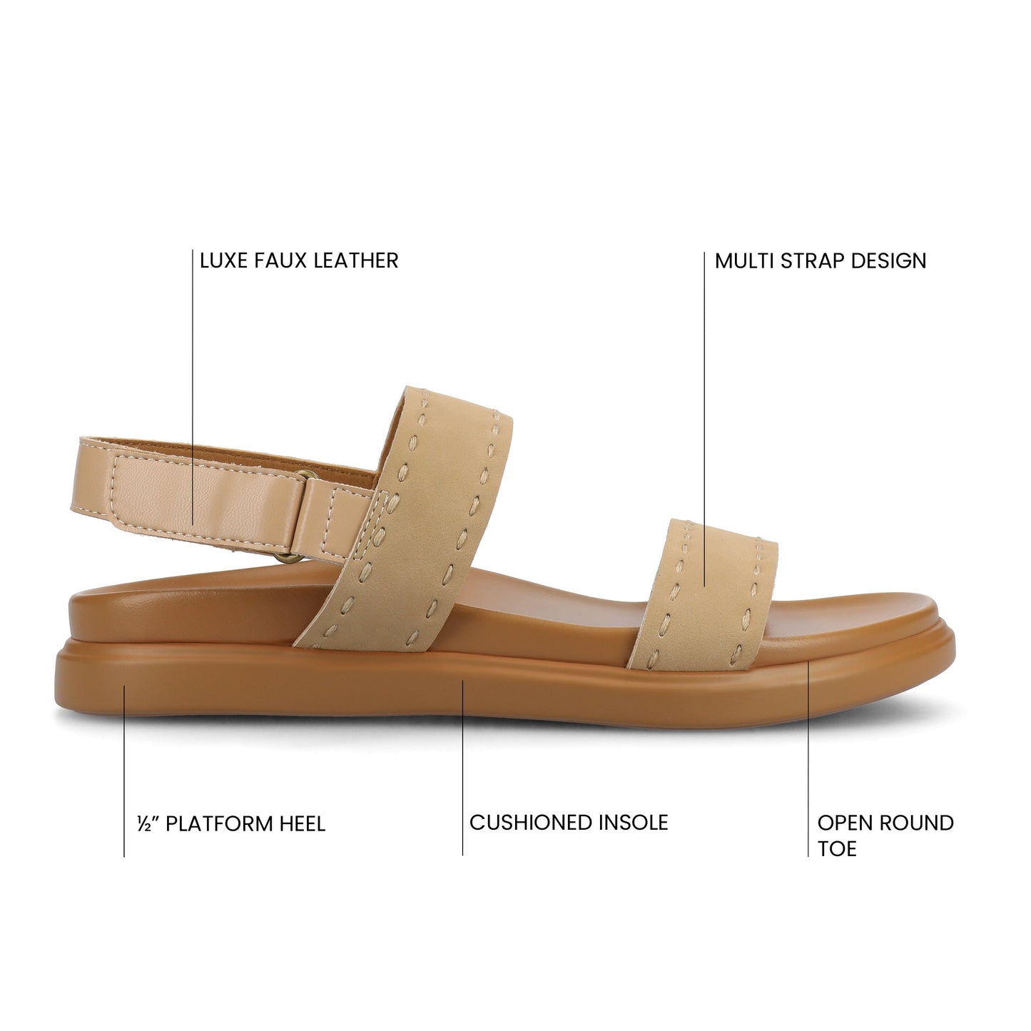 Journee MILIE MULTI STRAP SANDALS - Sand