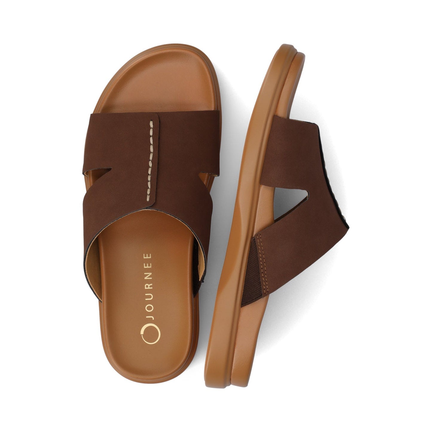 Journee MISEY SINGLE BAND SLIP ON SANDALS - Brown