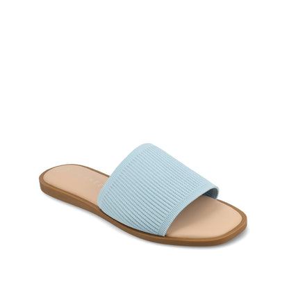 Journee PRISILLA SLIDE SANDALS IN KNIT FABRIC - Blue