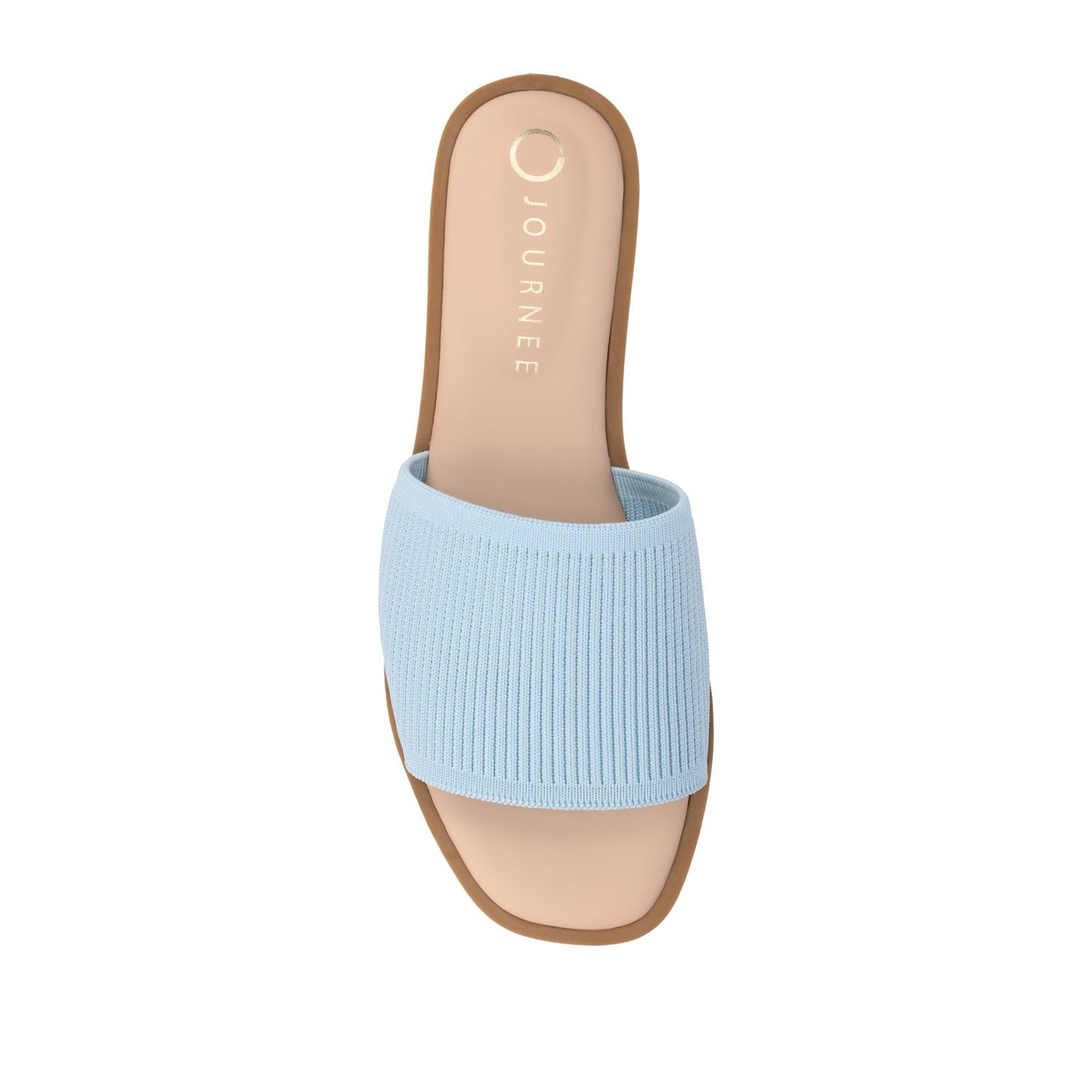 Journee PRISILLA SLIDE SANDALS IN KNIT FABRIC - Blue