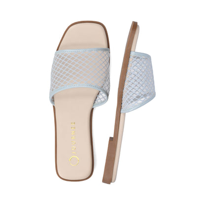 Journee BRECKLEY SLIDE SANDALS IN MESH - Light Blue Mesh