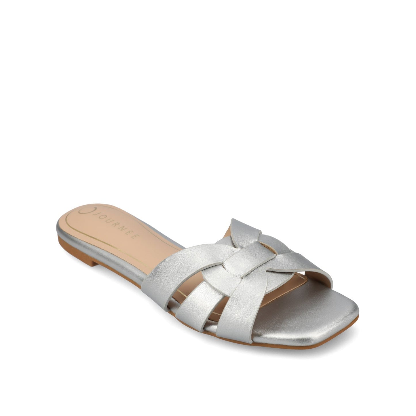 Journee ARRINA SLIDE SANDALS IN BASIC PATENT - Silver PU