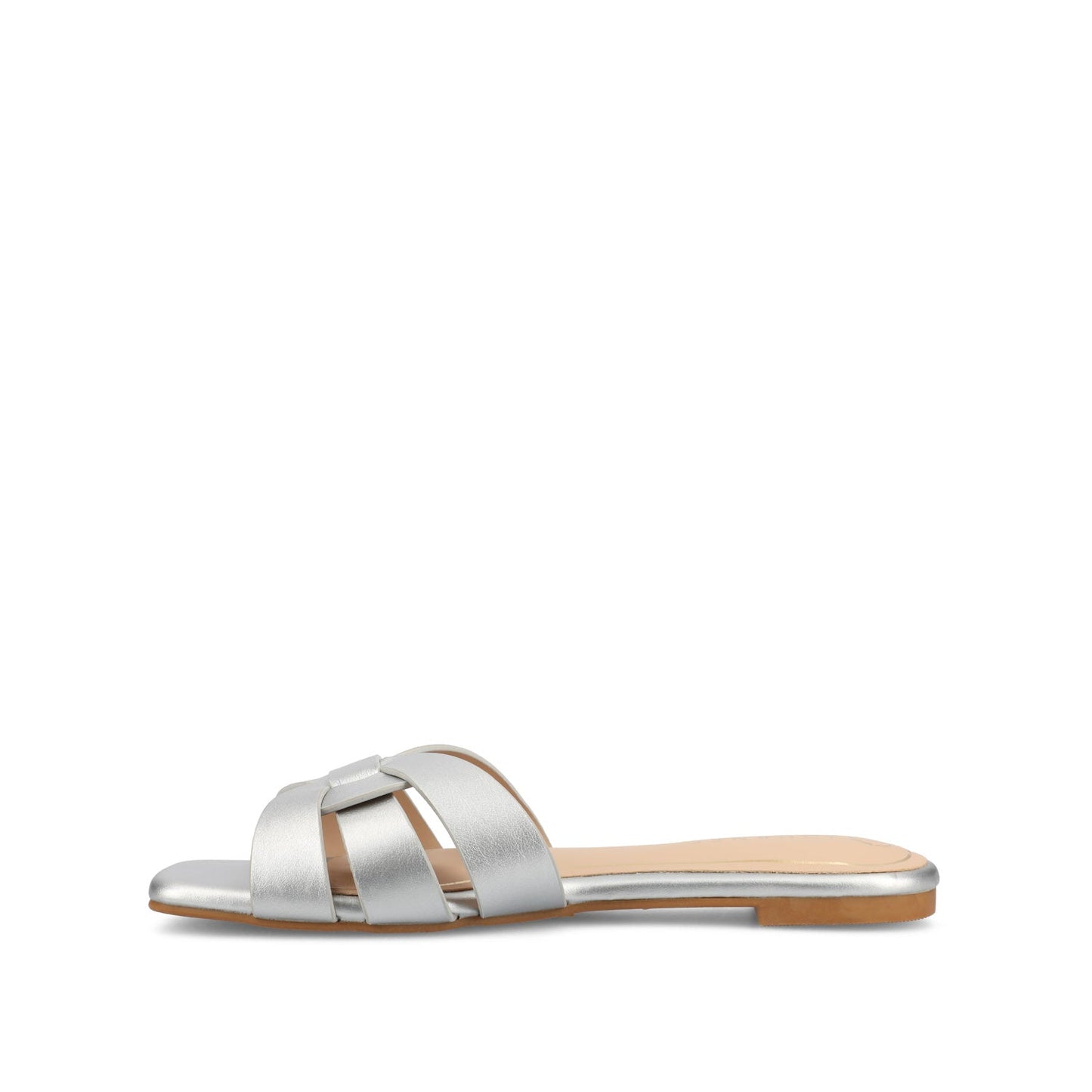 Journee ARRINA SLIDE SANDALS IN BASIC PATENT - Silver PU