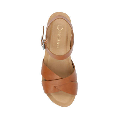 Journee VALENTINA HEELED SANDALS IN VEGAN LEATHER - Tan