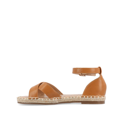 Journee LYDDIA ESPADRILLE SANDALS IN VEGAN LEATHER - Cognac