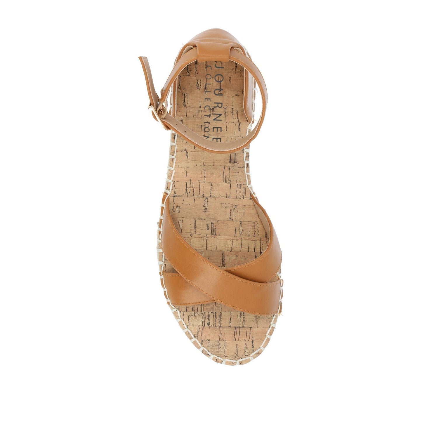 Journee LYDDIA ESPADRILLE SANDALS IN VEGAN LEATHER - Cognac
