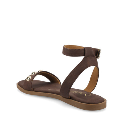 Journee PRIMROSE ANKLE STRAP SANDALS - Chocolate Nubuck