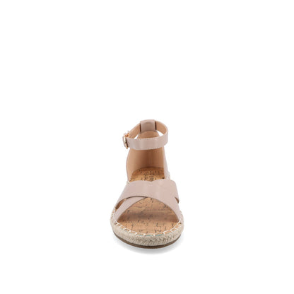 Journee LYDDIA ESPADRILLE SANDALS IN VEGAN LEATHER - Taupe