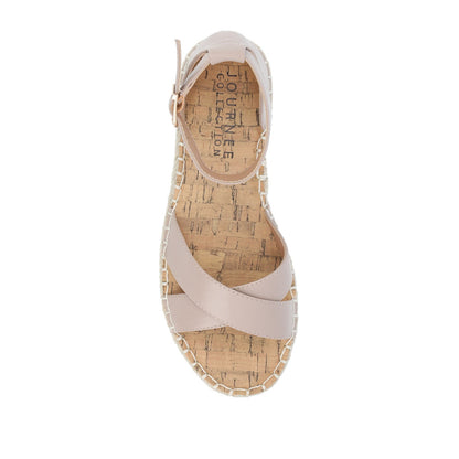 Journee LYDDIA ESPADRILLE SANDALS IN VEGAN LEATHER - Taupe