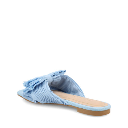 Journee SERLINA PLEATED SLIDE SANDALS IN FOIL - Light Blue