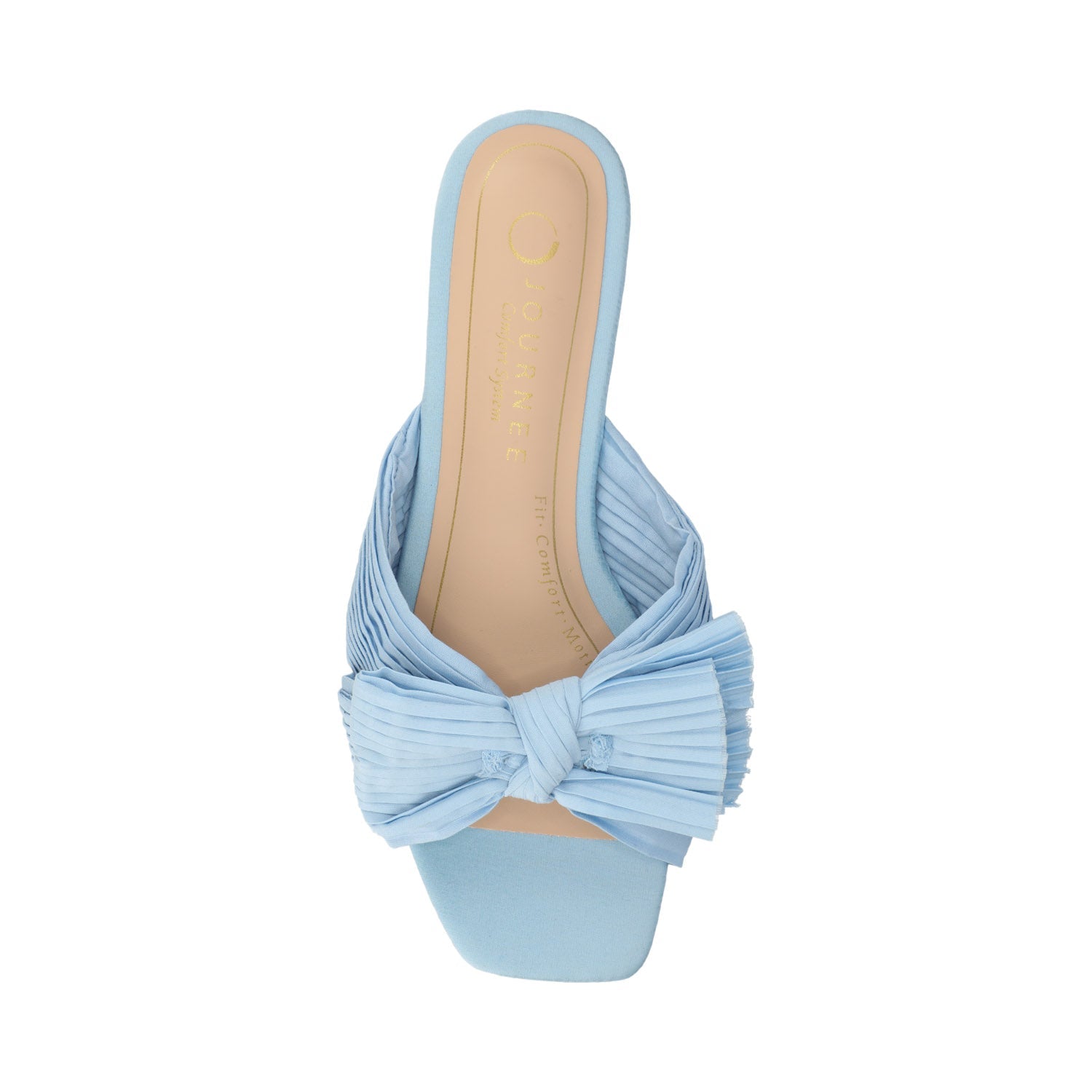 Journee SERLINA PLEATED SLIDE SANDALS IN FOIL - Light Blue