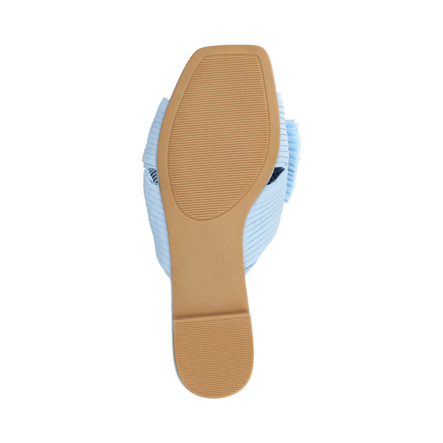 Journee SERLINA PLEATED SLIDE SANDALS IN FOIL - Light Blue
