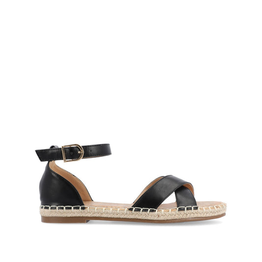 Journee LYDDIA ESPADRILLE SANDALS IN VEGAN LEATHER - Black