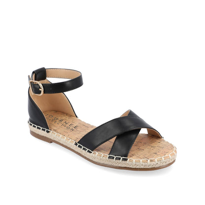 Journee LYDDIA ESPADRILLE SANDALS IN VEGAN LEATHER - Black