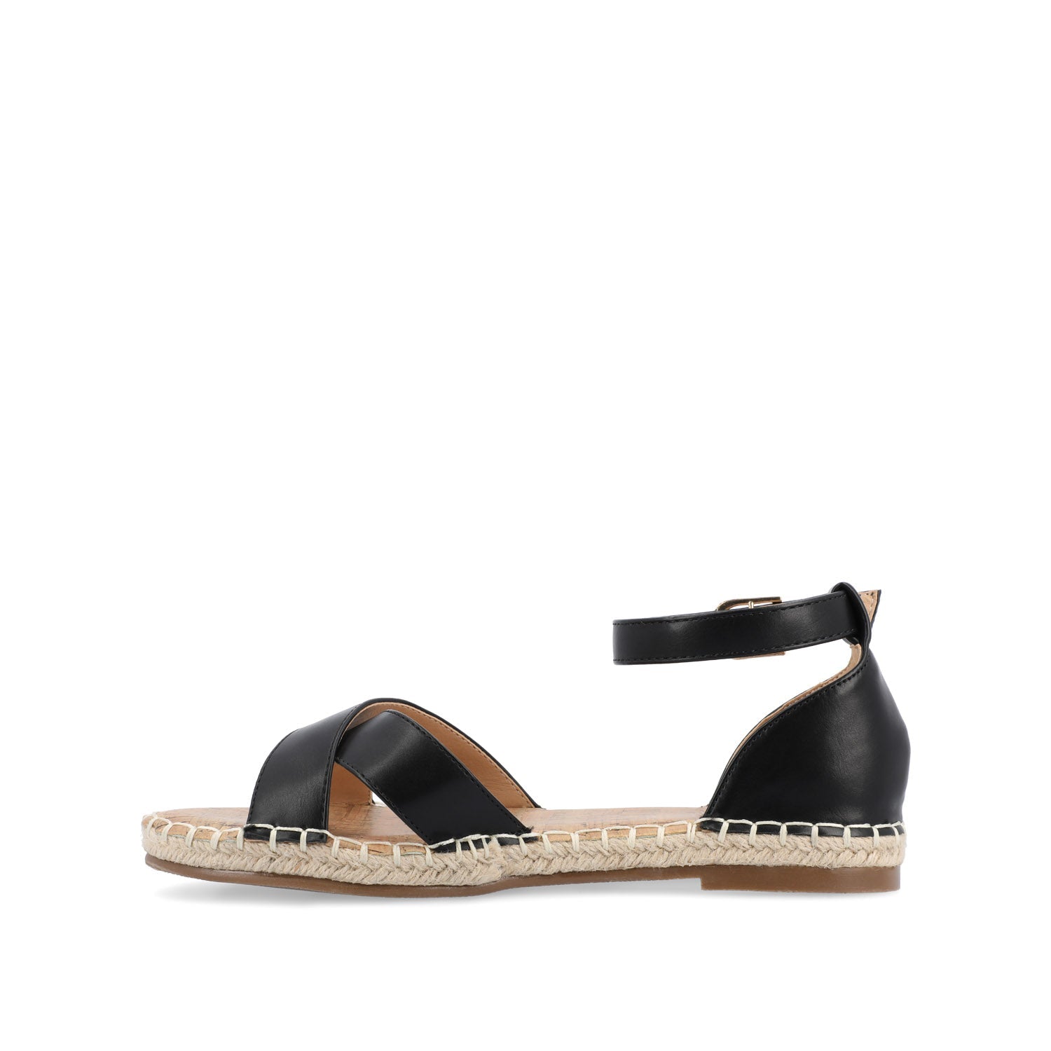 Journee LYDDIA ESPADRILLE SANDALS IN VEGAN LEATHER - Black