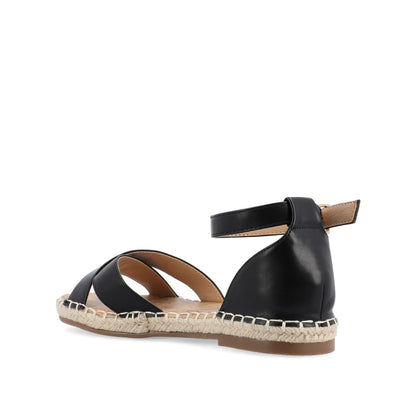 Journee LYDDIA ESPADRILLE SANDALS IN VEGAN LEATHER - Black