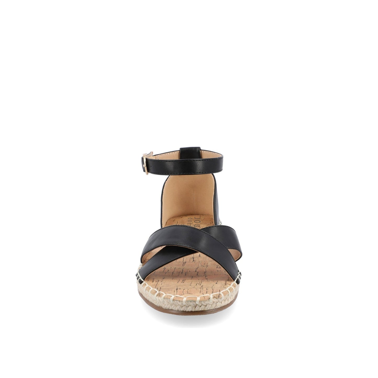 Journee LYDDIA ESPADRILLE SANDALS IN VEGAN LEATHER - Black