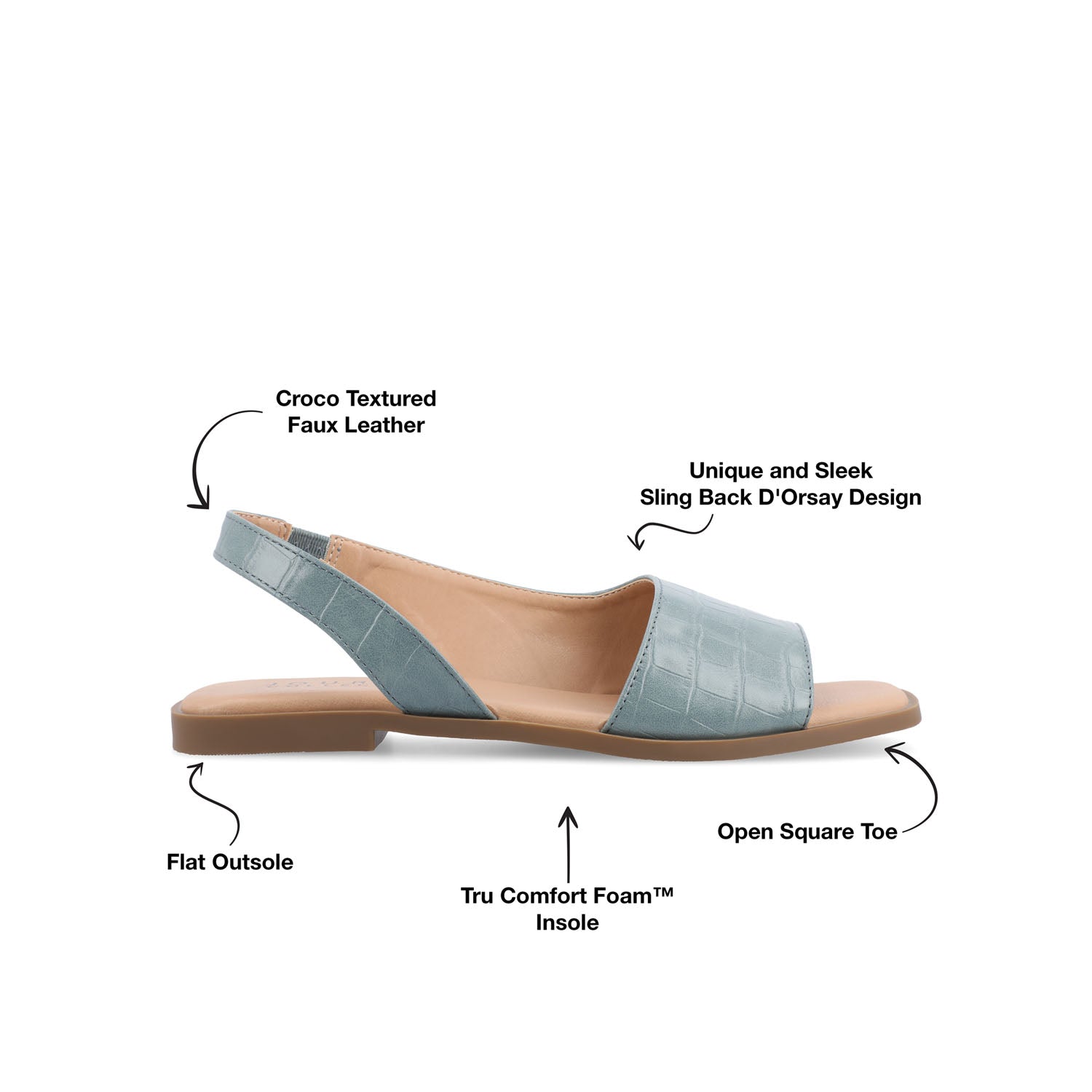 Journee BRINSLEY CUTOUT SANDALS IN CROCO - Blue Croco