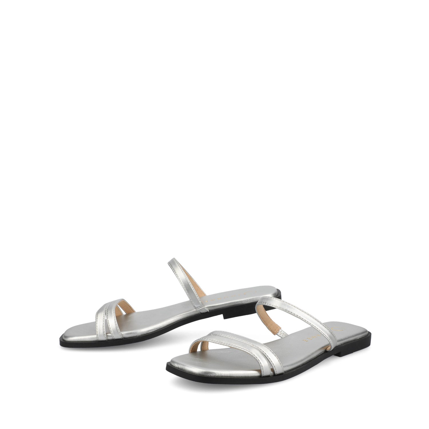 Journee BRISA SLIDE SANDALS IN VEGAN LEATHER - Silver PU