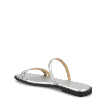 Journee BRISA SLIDE SANDALS IN VEGAN LEATHER - Silver PU