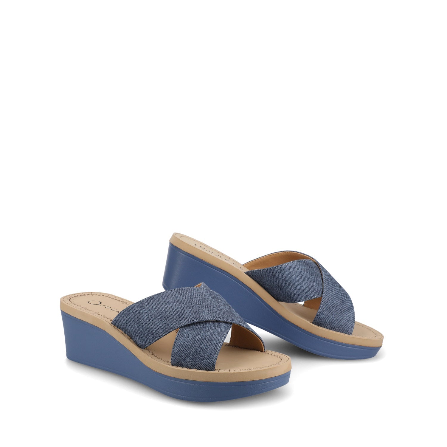Journee Biara Platform Wedge Sandals - Denim