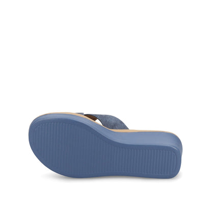 Journee Biara Platform Wedge Sandals - Denim