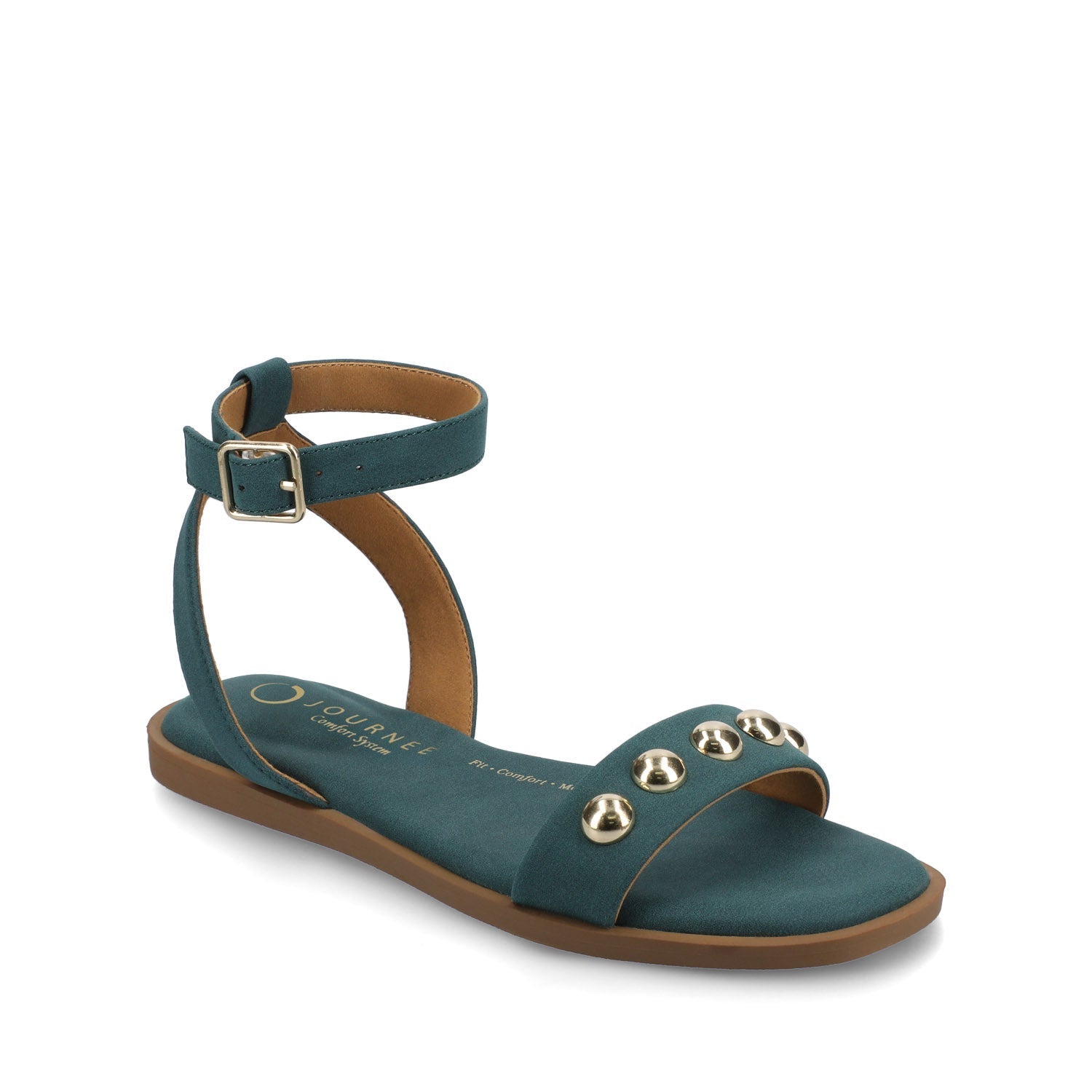 Journee PRIMROSE ANKLE STRAP SANDALS - Teal Nubuck